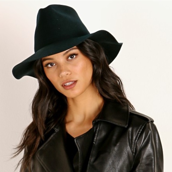 NWT Janessa Leone Rowan Fedora Hat Forest Green L - Picture 2 of 11
